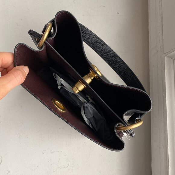 Coach Black Pebbled Leather Charlie Bucket Bag NWT - Picture 9 of 11